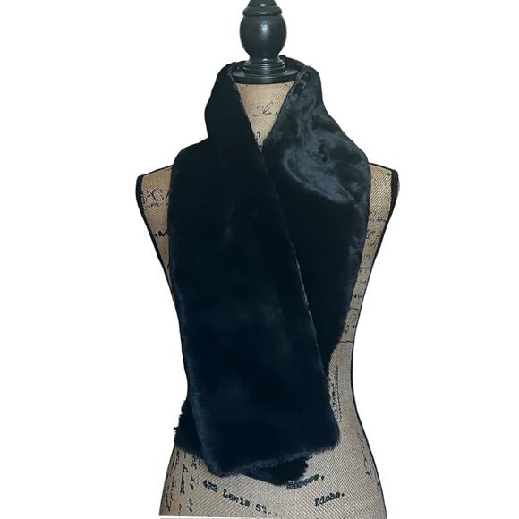 VINTAGE DANIELE MEUCCI SCARF STOLE BLACK FAUX FUR VELVET MADE IN ITALY 6